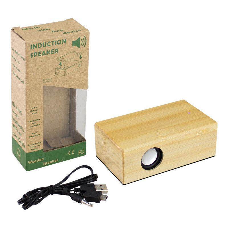 Parlante de Bambú con Amplificador por Inducción | Sin Cables ni Bluetooth