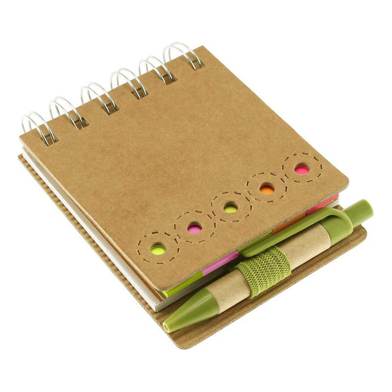 Libreta Ecológica de Bolsillo con Bolígrafo, Notas y Banderitas | 40 Hojas | Pack x15