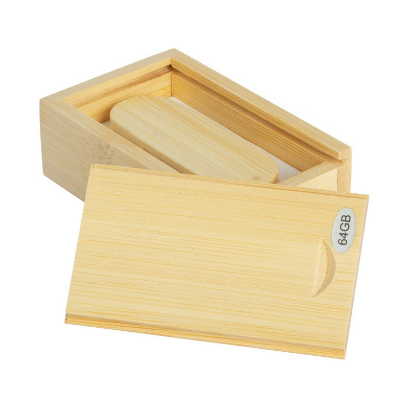 Pendrive de Bambú 64GB Giratorio con Estuche de Madera | USB Ecológico