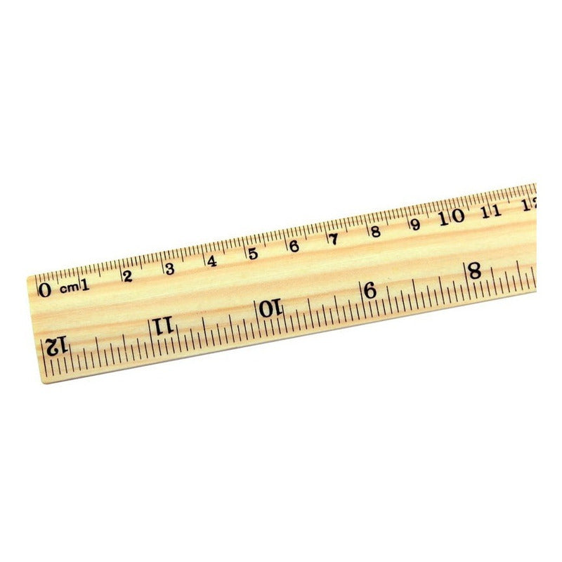 Regla de Madera Natural 30 cm / 12 Pulgadas Milimetrada | Pack x50 y x100