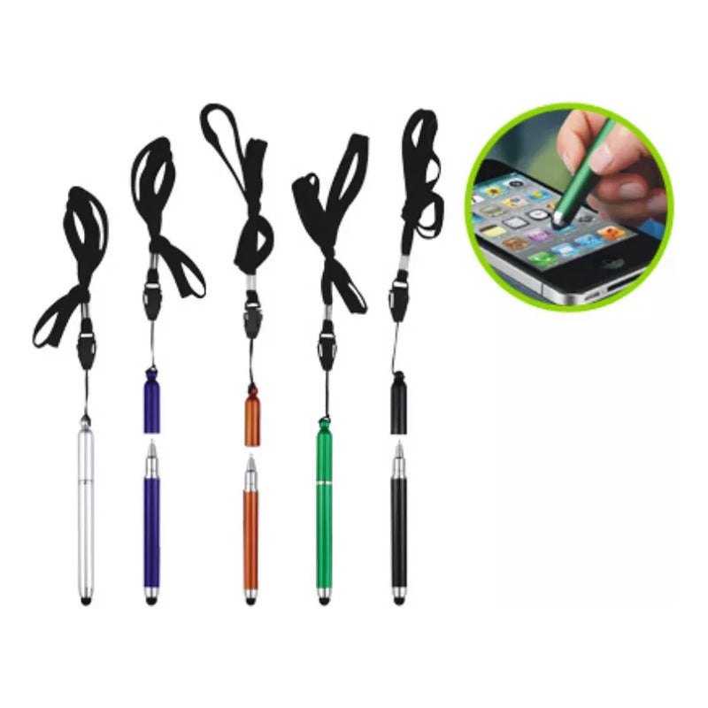 Pack 15 Uds Mini Lápiz Táctil Con Bolígrafo Colgante Cuello