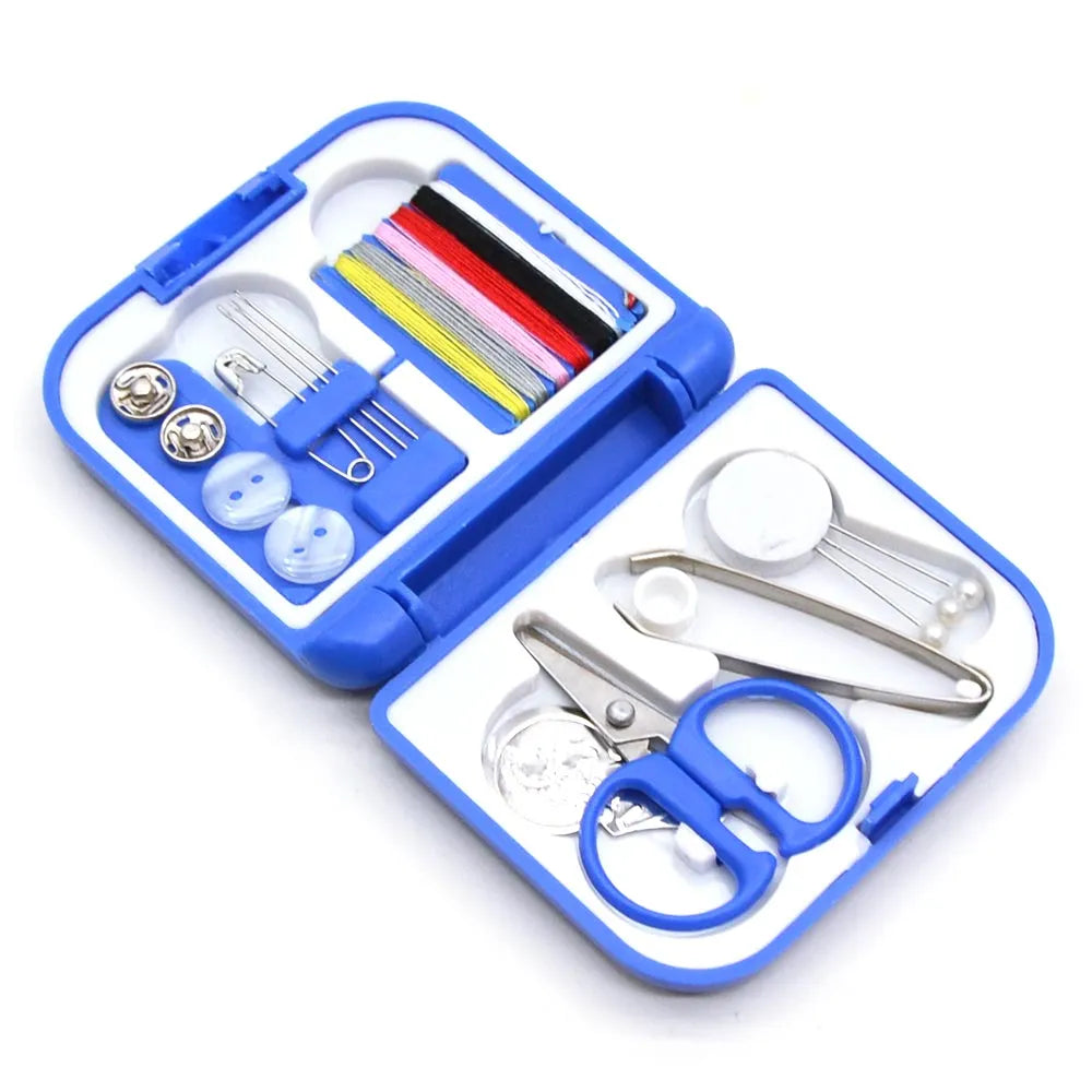 Mini Set de Costura para Viaje en Estuche Rígido | Blanco y Azul | Packs por Mayor