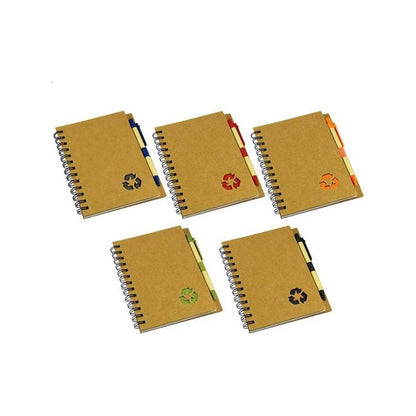 Libreta Ecológica Tapa Dura 13x18 cm con Bolígrafo | Cartón Reciclado 650g