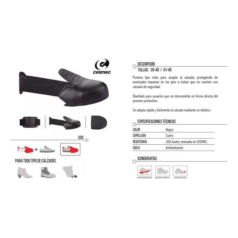 Puntera De Seguridad 35-40 Para Acoplar Al Calzado