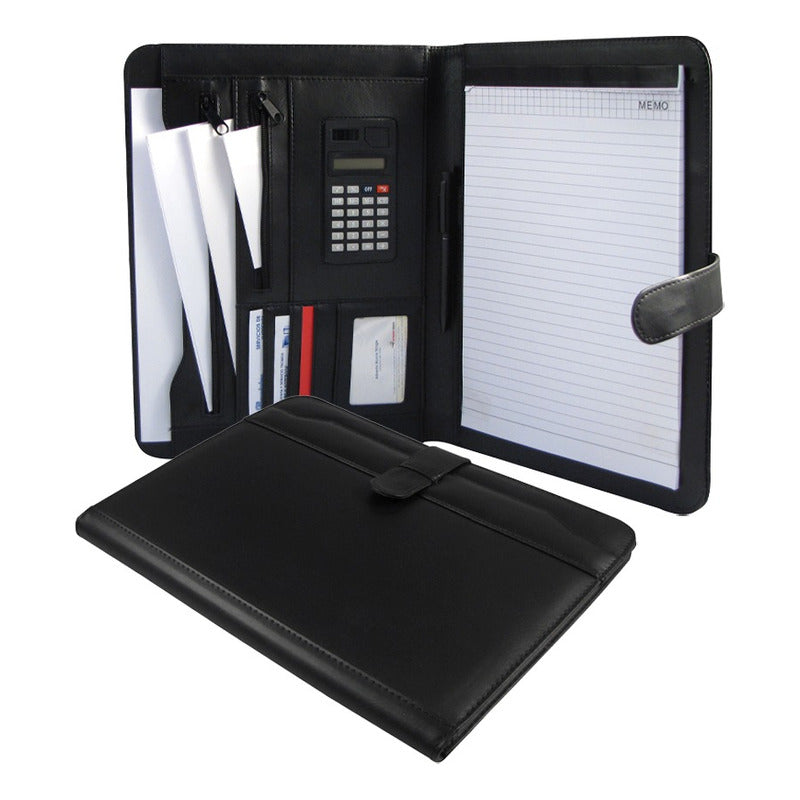 Carpeta Ejecutiva Simil Cuero Negro. Pack 2 Unidades