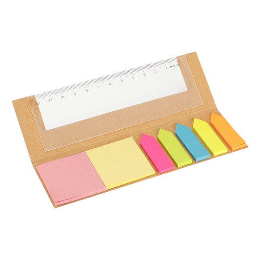 Set Ecológico Organizador 12cm: Regla y Notas Adhesivas Flúor | Pack x10
