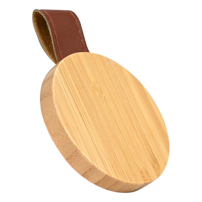 Espejo de Bolsillo de Bambú con Correa Eco-Cuero | 6.8 cm | Pack x15