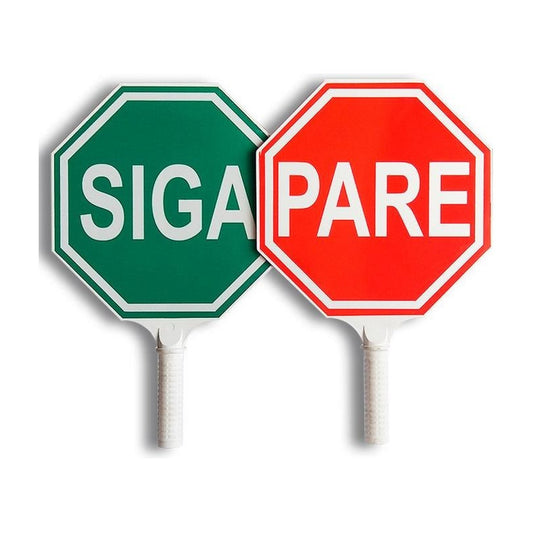 Paleta De Señalizacion Vial Pare Y Siga 22cm Pack 2 Unidades