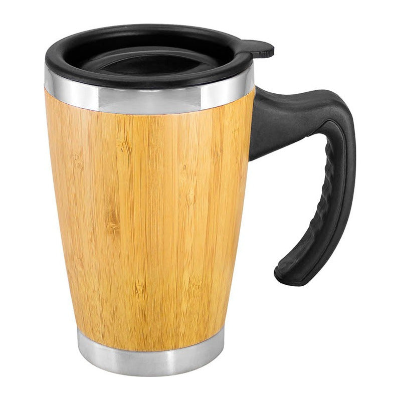 Mug de Bambú 400 cc con Interior de Acero Inoxidable y Asa | Térmico Ecológico