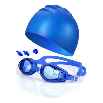 Set Gorro Natación + Gafas De Natación + Tapón Oidos Y Nariz