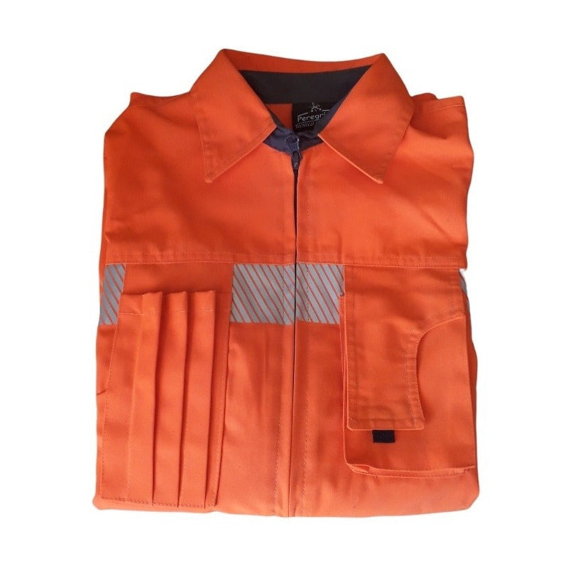 Camisa Alta Visibilidad Naranjo Fluor Con Reflectantes Mujer