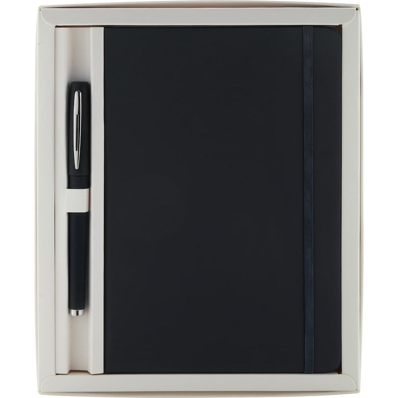 Libreta Elegante Diseño Cierre Elasticado Negro Set 2 Piezas