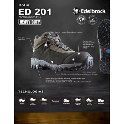 Botin  De Seguridad Edelbrock Ed 201 Certificado