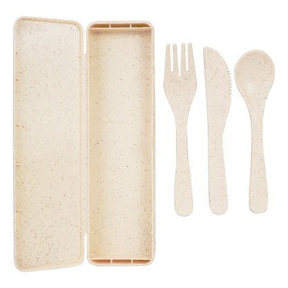 Set de Cubiertos Ecológicos de Fibra de Trigo con Estuche | 3 Piezas | Pack x10