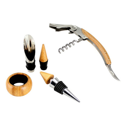 Set De Accesorios Para Vino De Bamboo