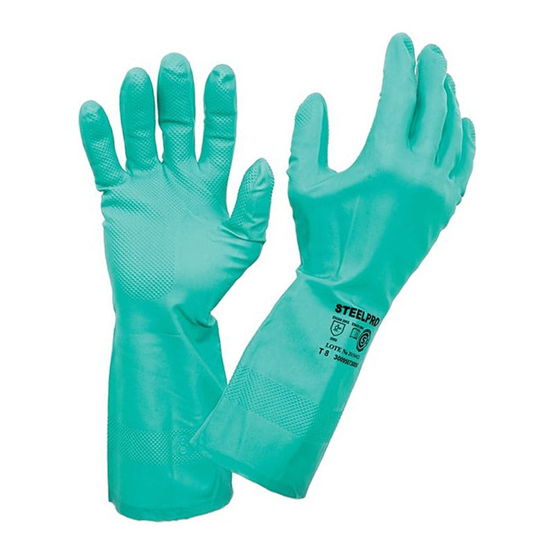 Guante Nitrilo Flocado Verde. Pack 6 Pares. Registro Isp