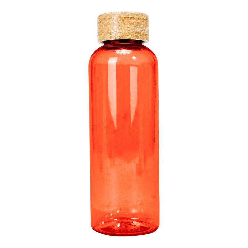Botella Plástica Con Tapa Bamboo 550cc. Pack 10 Unidades