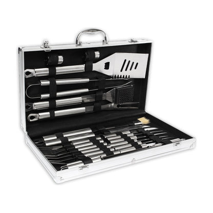 Set Parrillero Asado 24 Piezas Acero Inoxidable Con Maleta
