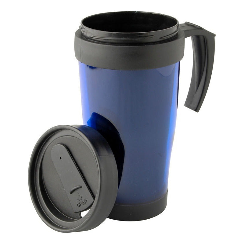 Mug Térmico De Doble Pared Aislante Con Tapa 450cc.