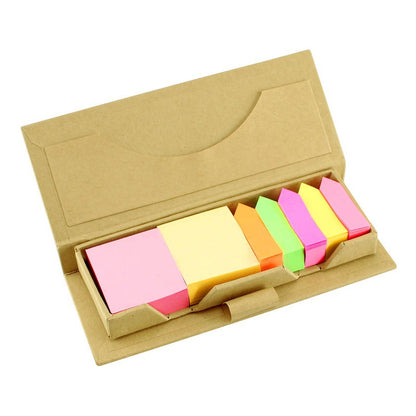 Memo Set Ecológico con Regla 12cm y Bolígrafo | Notas Adhesivas Flúor | Pack x12