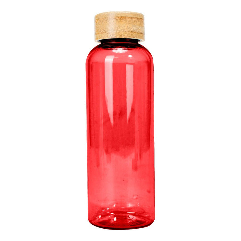 Botella Plástica Con Tapa Bamboo 550cc. Pack 10 Unidades