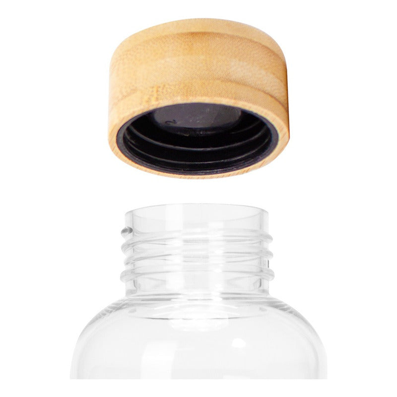 Botella Plástica Con Tapa Bamboo 550cc. Pack 10 Unidades