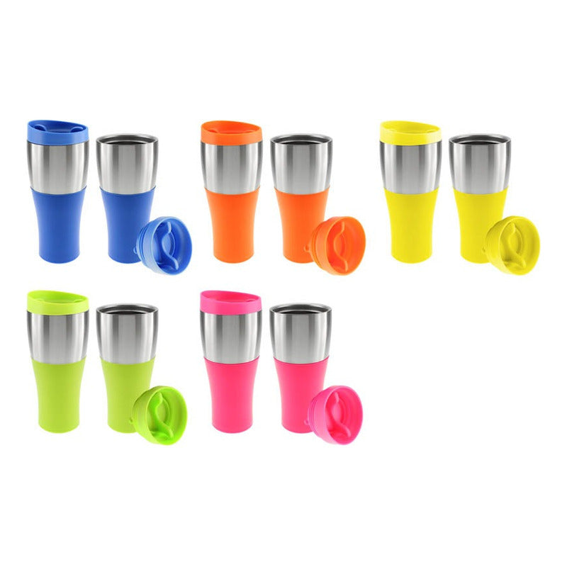 Mug Plástico Con Banda De Acero Inoxidable 470 Cc.