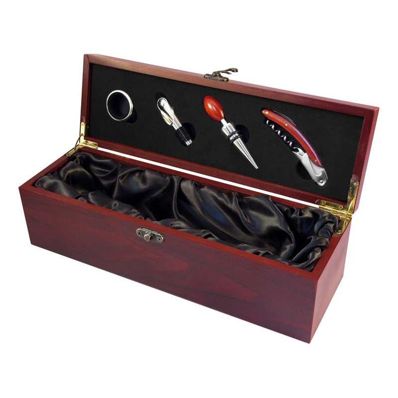 Caja De Madera Para Vino Con 4 Herramientas