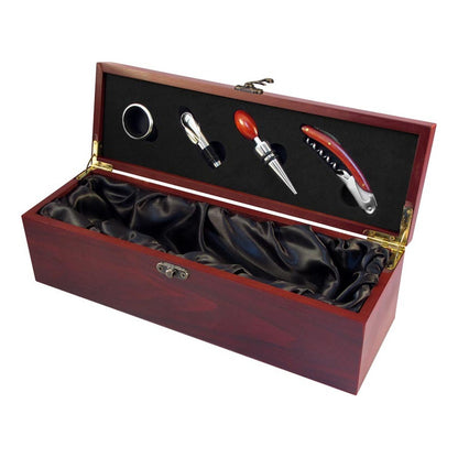 Caja De Madera Para Vino Con 4 Herramientas