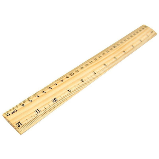 Regla de Madera Natural 30 cm / 12 Pulgadas Milimetrada | Pack x50 y x100