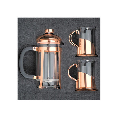 Set De Cafetera Francesa Y Tazas Encobrizada