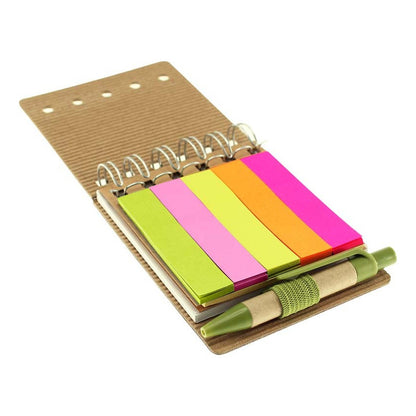 Libreta Ecológica de Bolsillo con Bolígrafo, Notas y Banderitas | 40 Hojas | Pack x15