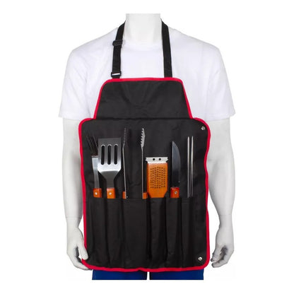 Set De Asado Delantal 9 Herramientas