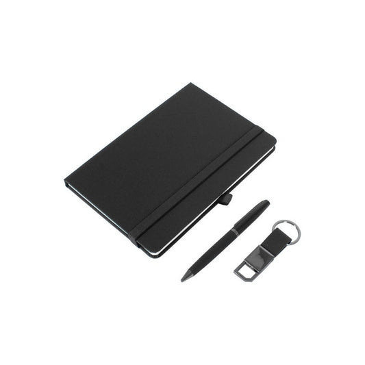 Libreta Elegante Diseño Cierre Elasticado Negro Set 3 Piezas