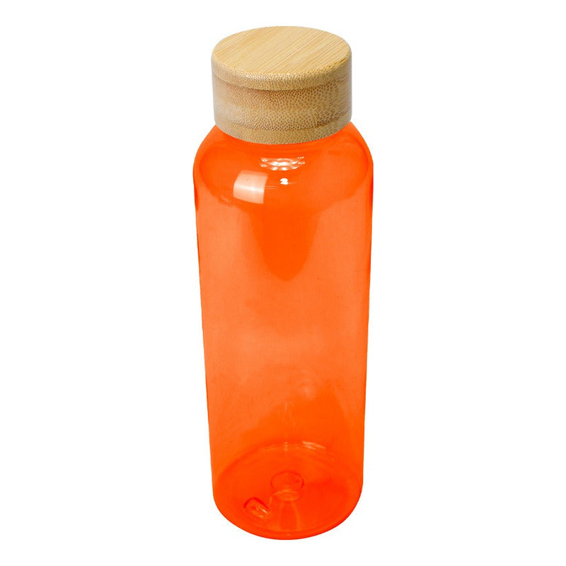Botella Plástica Con Tapa Bamboo 550cc. Pack 10 Unidades