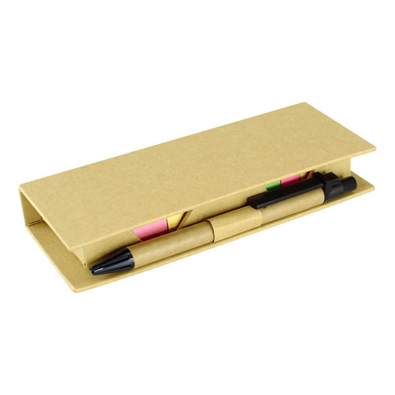 Memo Set Ecológico con Regla 12cm y Bolígrafo | Notas Adhesivas Flúor | Pack x12
