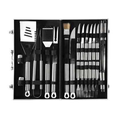 Set Parrillero Asado 24 Piezas Acero Inoxidable Con Maleta