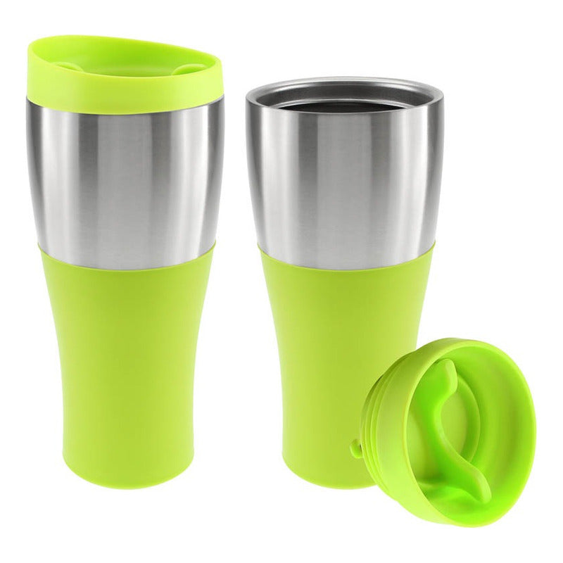 Mug Plástico Con Banda De Acero Inoxidable 470 Cc.