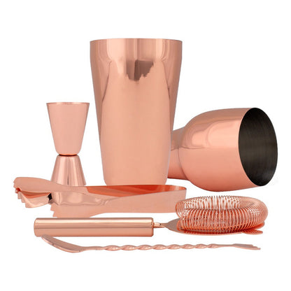 Set De Cóctel Metálico Color Cobre 5 En 1  Acero Inoxidable