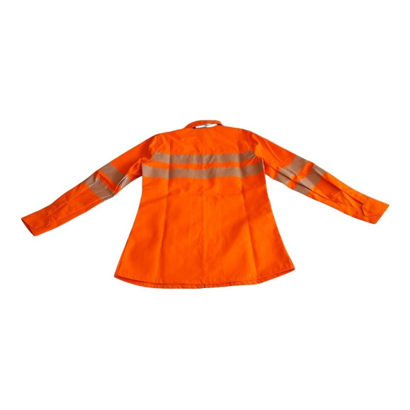 Camisa Alta Visibilidad Naranjo Fluor Con Reflectantes Mujer