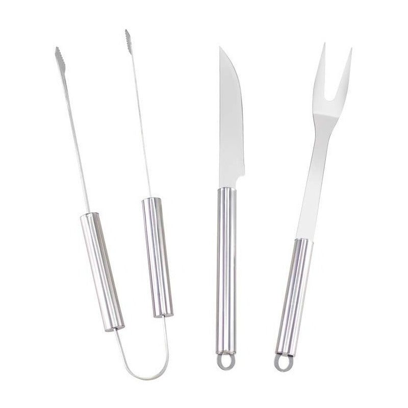 Set Parrillero Asado 3 Piezas De Acero Inoxidable Con Maleta
