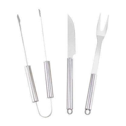Set Parrillero Asado 3 Piezas De Acero Inoxidable Con Maleta