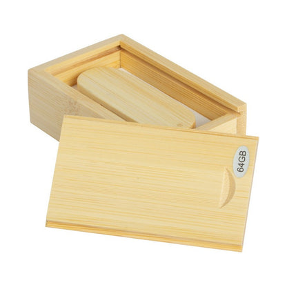 Pendrive de Bambú 64GB Giratorio con Estuche de Madera | USB Ecológico