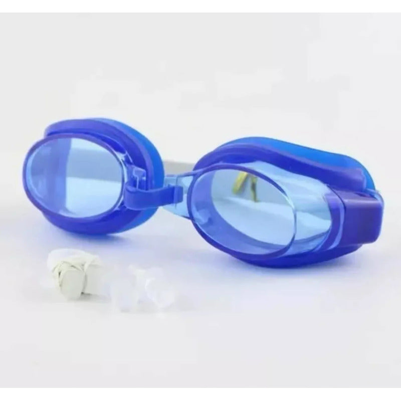 Lentes De Natacion + Tapon Oido Y Nariz Colores Ajustable