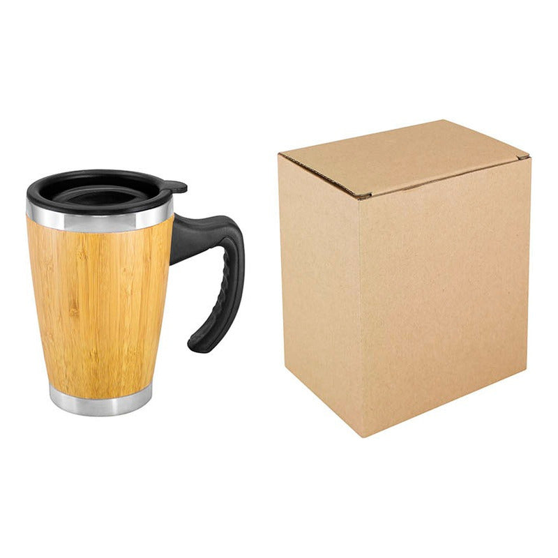Mug de Bambú 400 cc con Interior de Acero Inoxidable y Asa | Térmico Ecológico