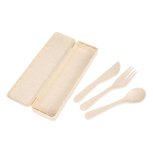 Set de Cubiertos Ecológicos de Fibra de Trigo con Estuche | 3 Piezas | Pack x10