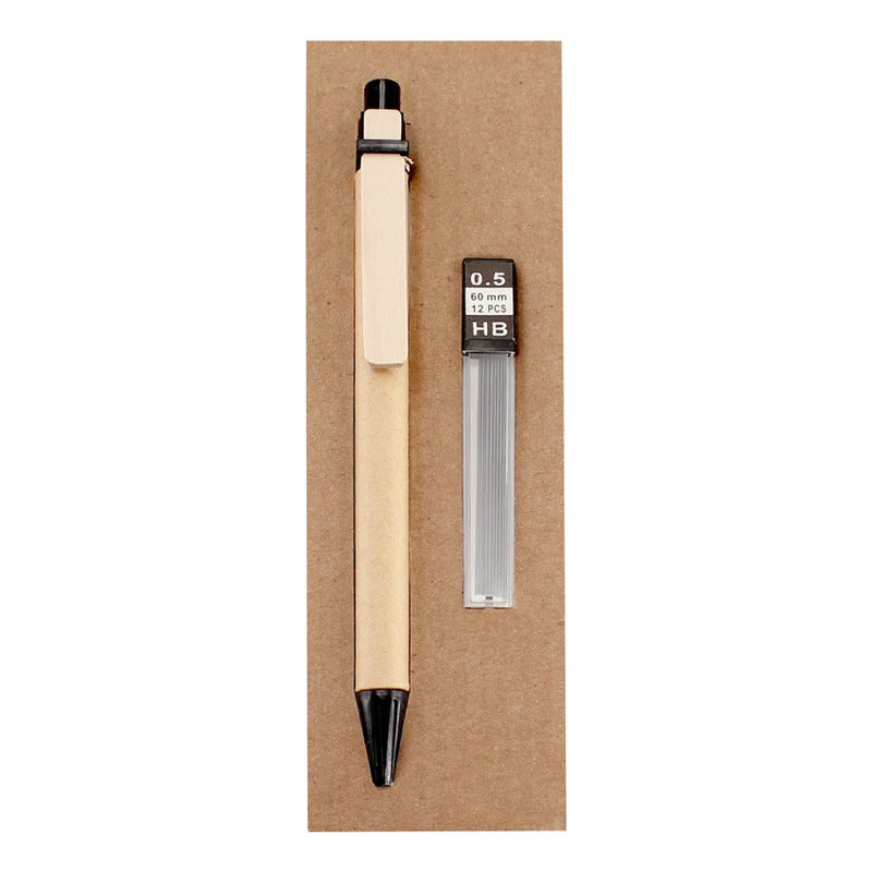 Set Portaminas Ecológico 0.5 mm con Tubo de Recambio | Cartón Reciclado | Pack x12