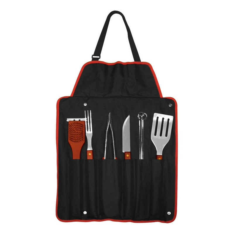 Set De Asado Delantal 9 Herramientas