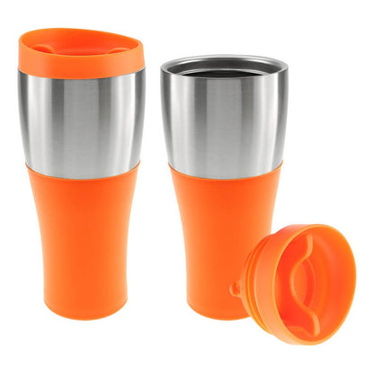 Mug Plástico Con Banda De Acero Inoxidable 470 Cc.