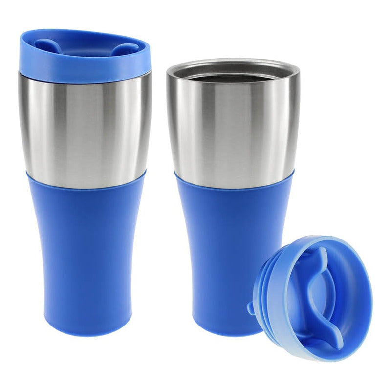 Mug Plástico Con Banda De Acero Inoxidable 470 Cc.